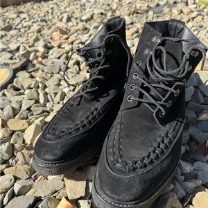 All Saints Black Men's Suede Lace-Up Boots (S:44)